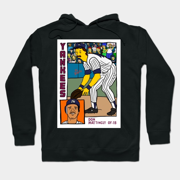 Homer at the Bat DON MATTINGLY Simpsons Parody YANKEES Baseball Card Hoodie by cousscards